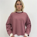 maglia con righe a contrasto oversize mocha